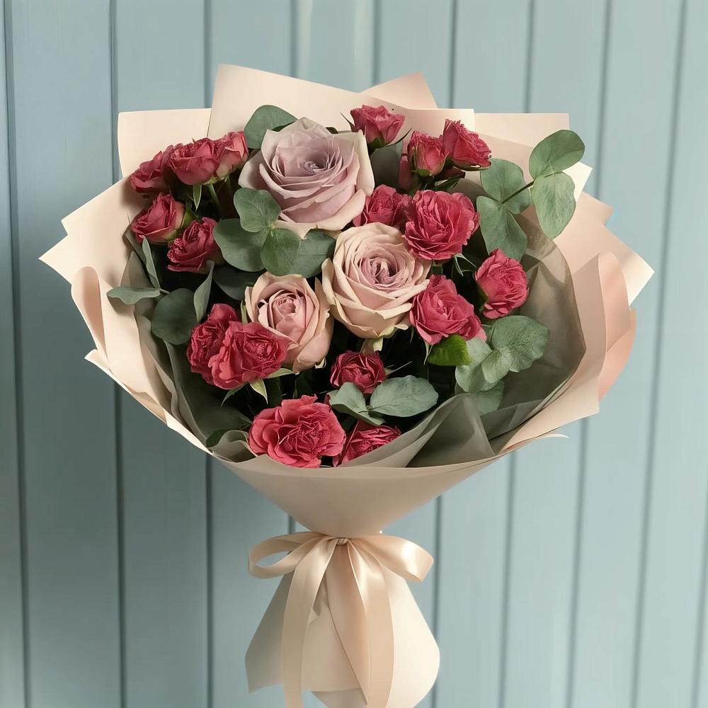 Букет цветов из: Гвоздики и Розы в Поселок имени Карла Либкнехта