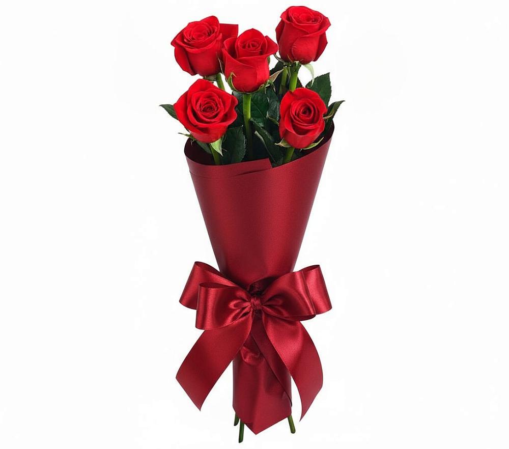 Букет 5 Красных роз Эдлесс Лав в Поселок имени Карла Либкнехта