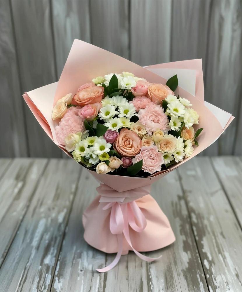 Букет цветов из: Гвоздики, Розы и Хризантемы в Поселок имени Карла Либкнехта