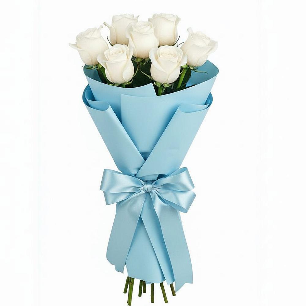 Букет 7 белых роз Проуд в Поселок имени Карла Либкнехта