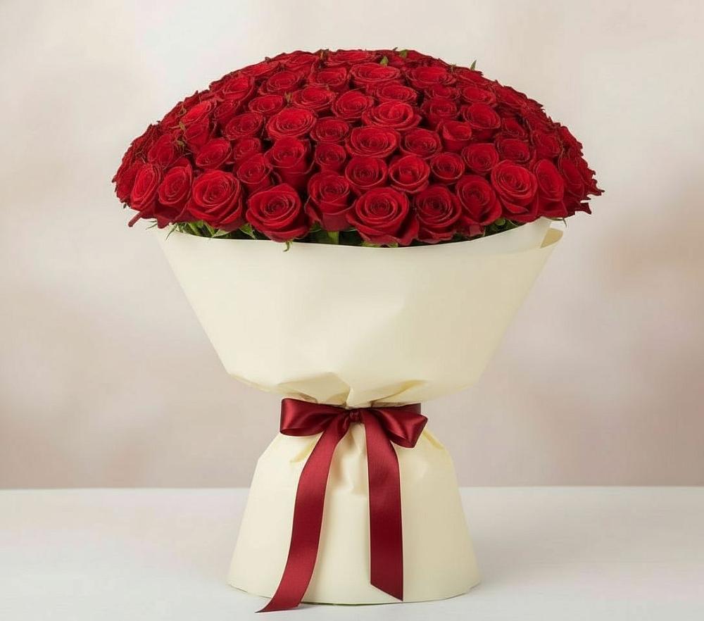 Букет 101 Красная роза Милано в Поселок имени Карла Либкнехта