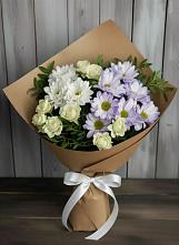 Букет цветов из:  Хризантемы и Розы в Поселок имени Карла Либкнехта