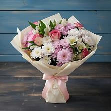 Букет цветов из:  Хризантемы, Альстромерии и Розы в Поселок имени Карла Либкнехта