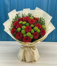 Букет цветов из:  Розы и Хризантемы в Поселок имени Карла Либкнехта