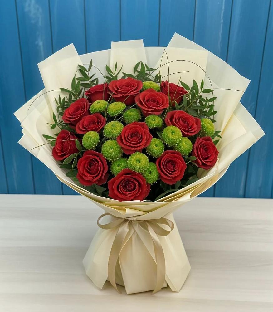 Букет цветов из: Розы и Хризантемы в Поселок имени Карла Либкнехта