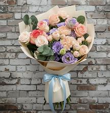 Букет цветов из:  Розы, Лизиантусы и Гвоздики #REPLACE_PRED# Поселок имени Карла Либкнехта